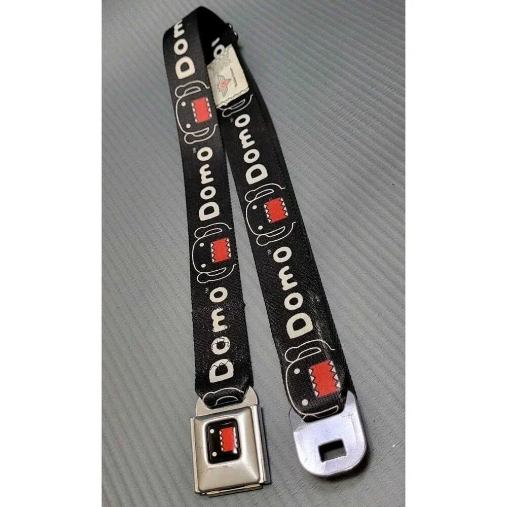 RARE-Domo Kun Buckle-Down Seatbelt Belt Black Adjustable Y2K Streetwear